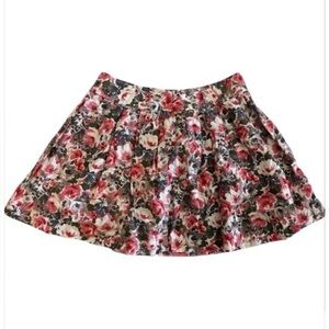 Vintage Y2K Forever 21 Linen Floral Pleated Mini Skirt Size M Rare